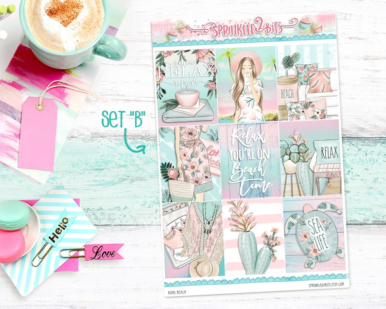 for Erin Condren Vertical and Happy Planner-SpringSummer Boho Beach Bundle