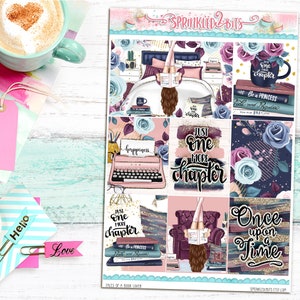 Tales of a Book Lover - 8 page Deluxe Weekly Planner Sticker Kit – for Erin Condren Vertical and Happy Planner