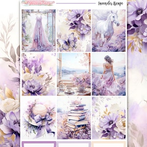 NEUES Format! - Lavender Escape – 6-seitiges Delue-Wochenplaner-Sticker-Set – vertikaler Wochenstil