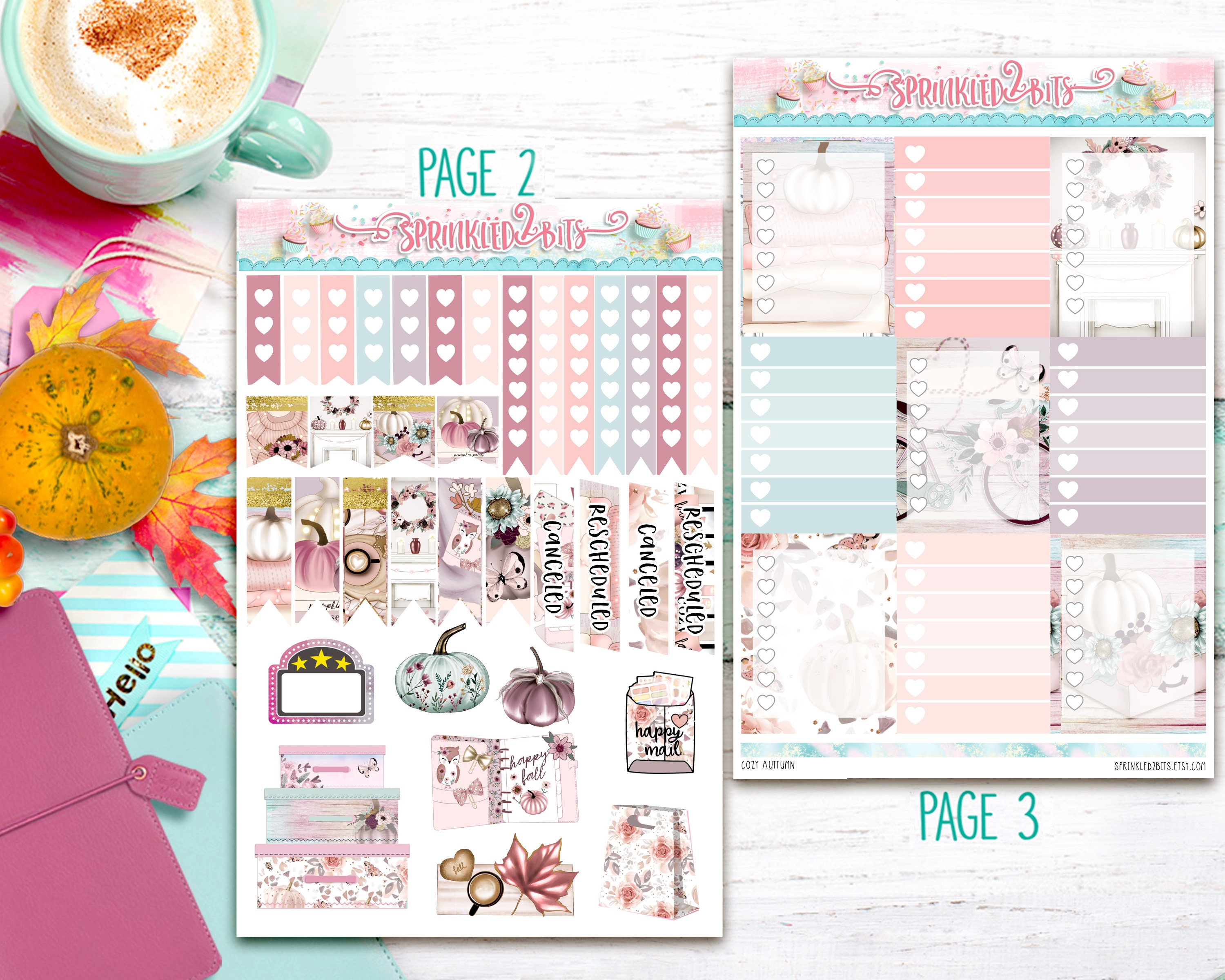 Cozy Autumn - 8 Page Deluxe Weekly Planner Sticker Kit- Fall/autumn ...