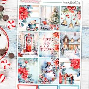NEUES Format! Home for the Holidays - 6-Seiten Deluxe Weekly Planner Sticker Kit – Vertikaler Wochenplaner