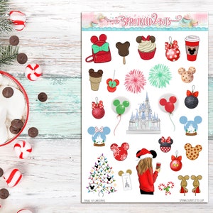 Magic at Christmas Time - Feuille de déco d&#39;autocollant de planificateur pour Erin Condren, Happy Planner et d&#39;autres planificateurs - Disney/Christmas