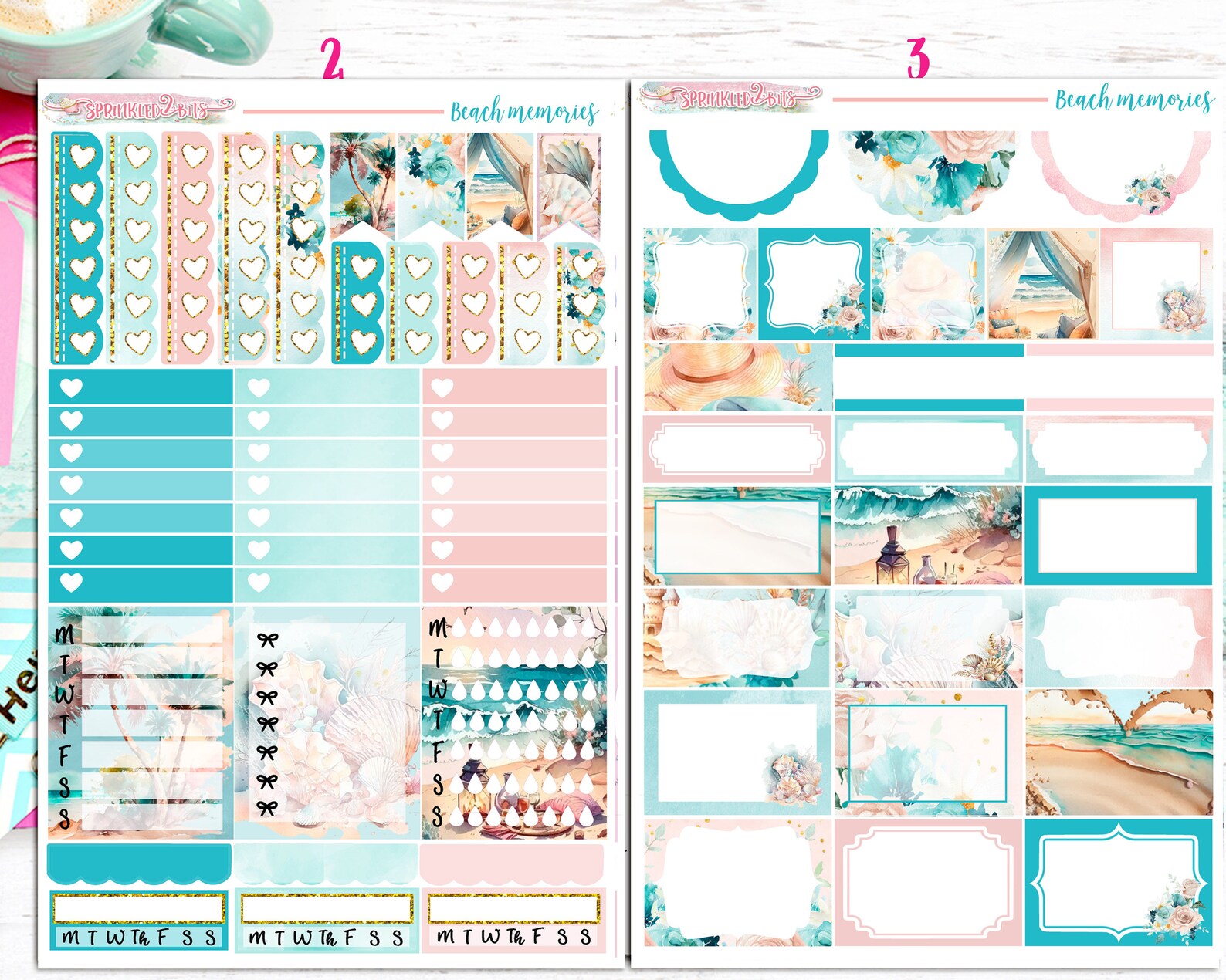 NEW Format! Beach Memories - 6-page Deluxe Weekly Planner Sticker Kit ...