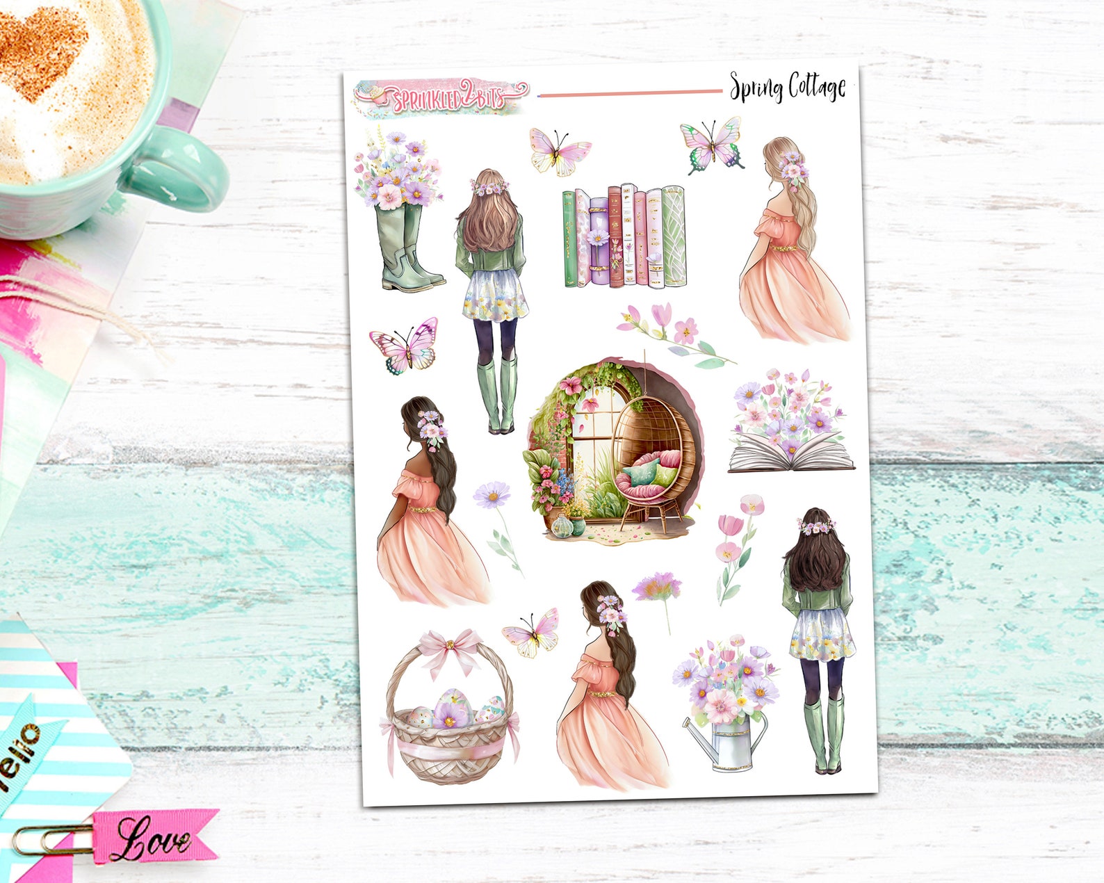 NEW Format! Spring Cottage - 6-page Deluxe Weekly Planner Sticker Kit ...