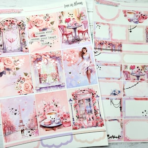 FOLIERT - Love in Bloom - NEUES Format! 6-seitiger Deluxe Wochenplaner Sticker Kit – Vertikaler Wochenplaner-Stil