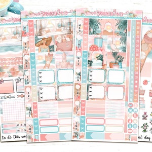 Hobonichi Weeks-Tropical Pink Sands-4 Sheet Hobo Weeks Sticker Planner Kit