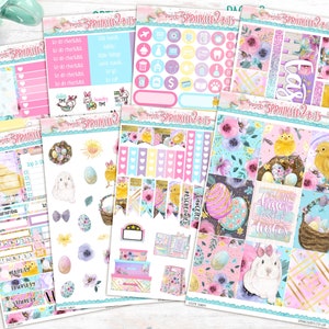 Ostern Sonntag - 8 Seite Deluxe wöchentliche Sticker Kit - für Erin Condren vertikal und glücklich Planner