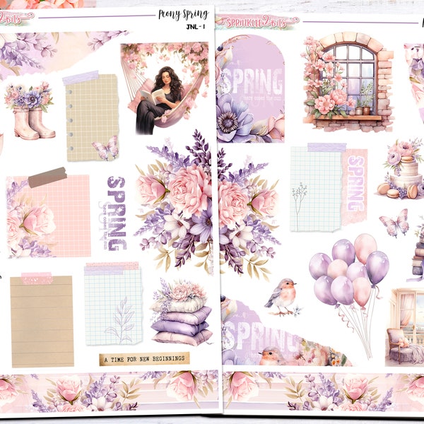 Spring Peonies - Journaling-Stickers/Layering Sticker Kit-Journal