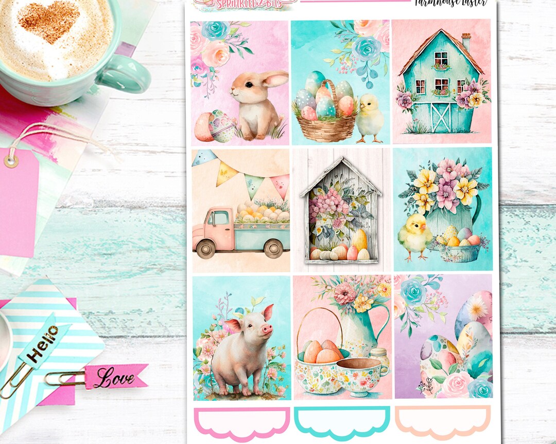 NEW Format! Farmhouse Easter - 6-page Deluxe Weekly Planner Sticker Kit ...