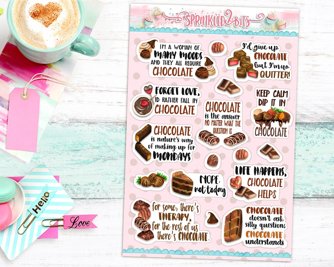 Confessions of a Chocoholic Sayings-planner Sticker Deco Sticker Sheet ...