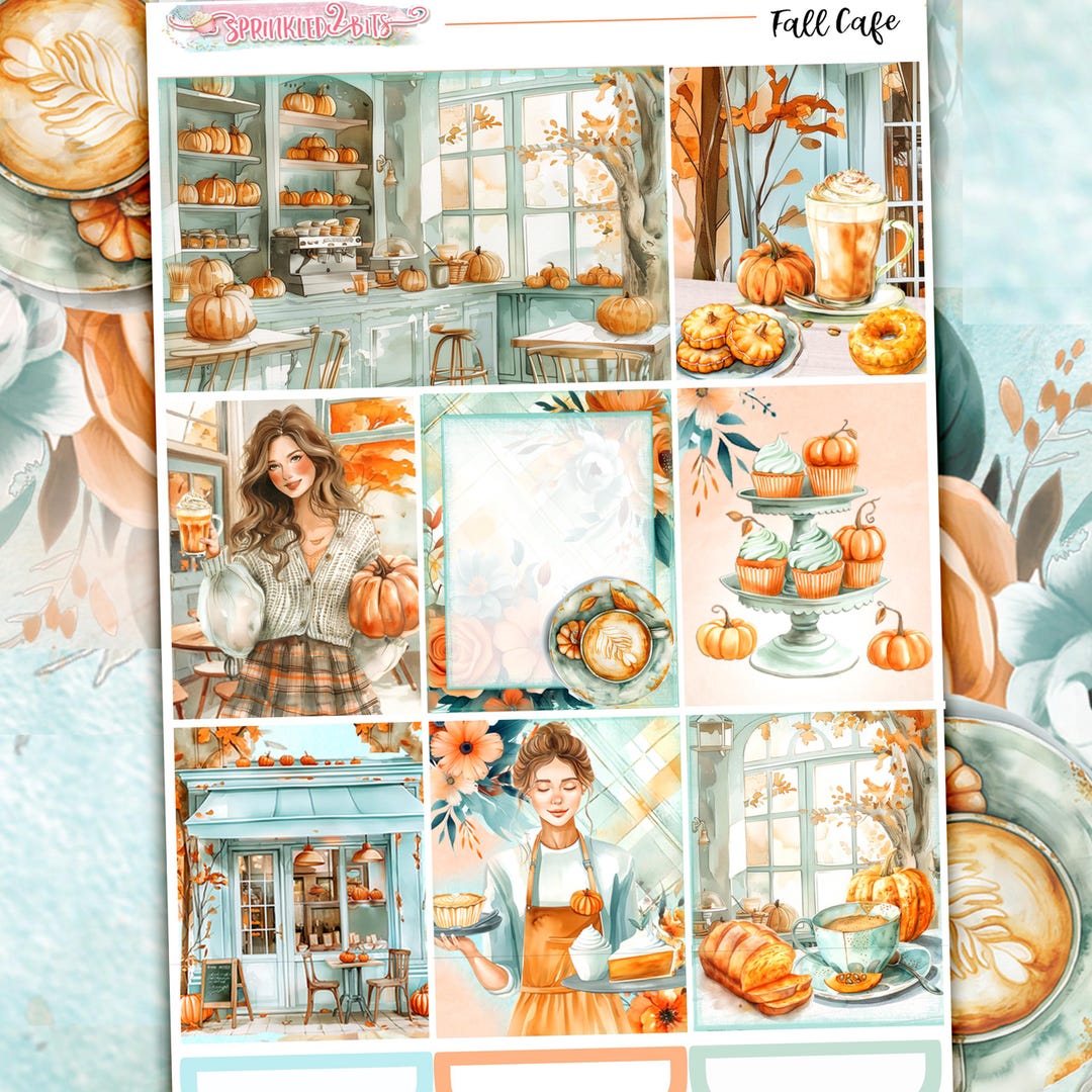 NEW Format! -fall Cafe - 6 Page Delue Weekly Planner Sticker Kit ...