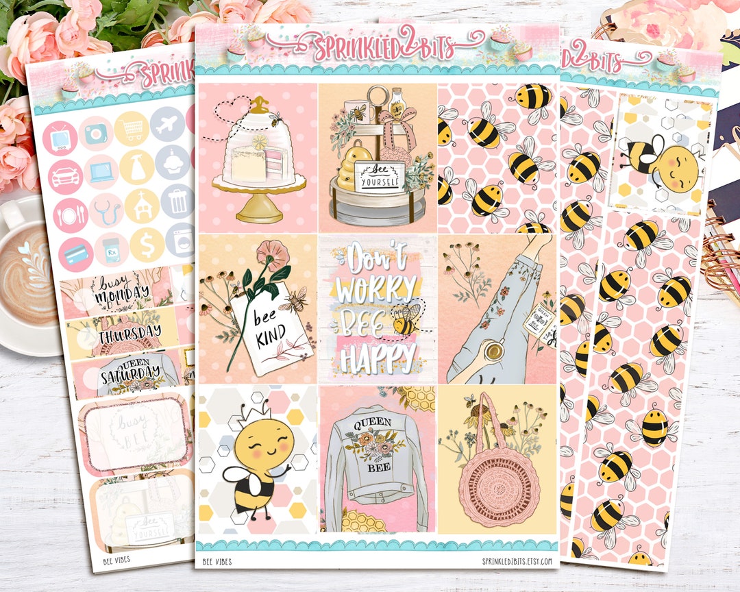 Bee Happy - 3 Page Mini/sampler Weekly Planner Sticker Kit – Vertical ...