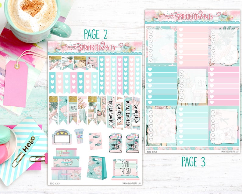 for Erin Condren Vertical and Happy Planner-SpringSummer Boho Beach Bundle