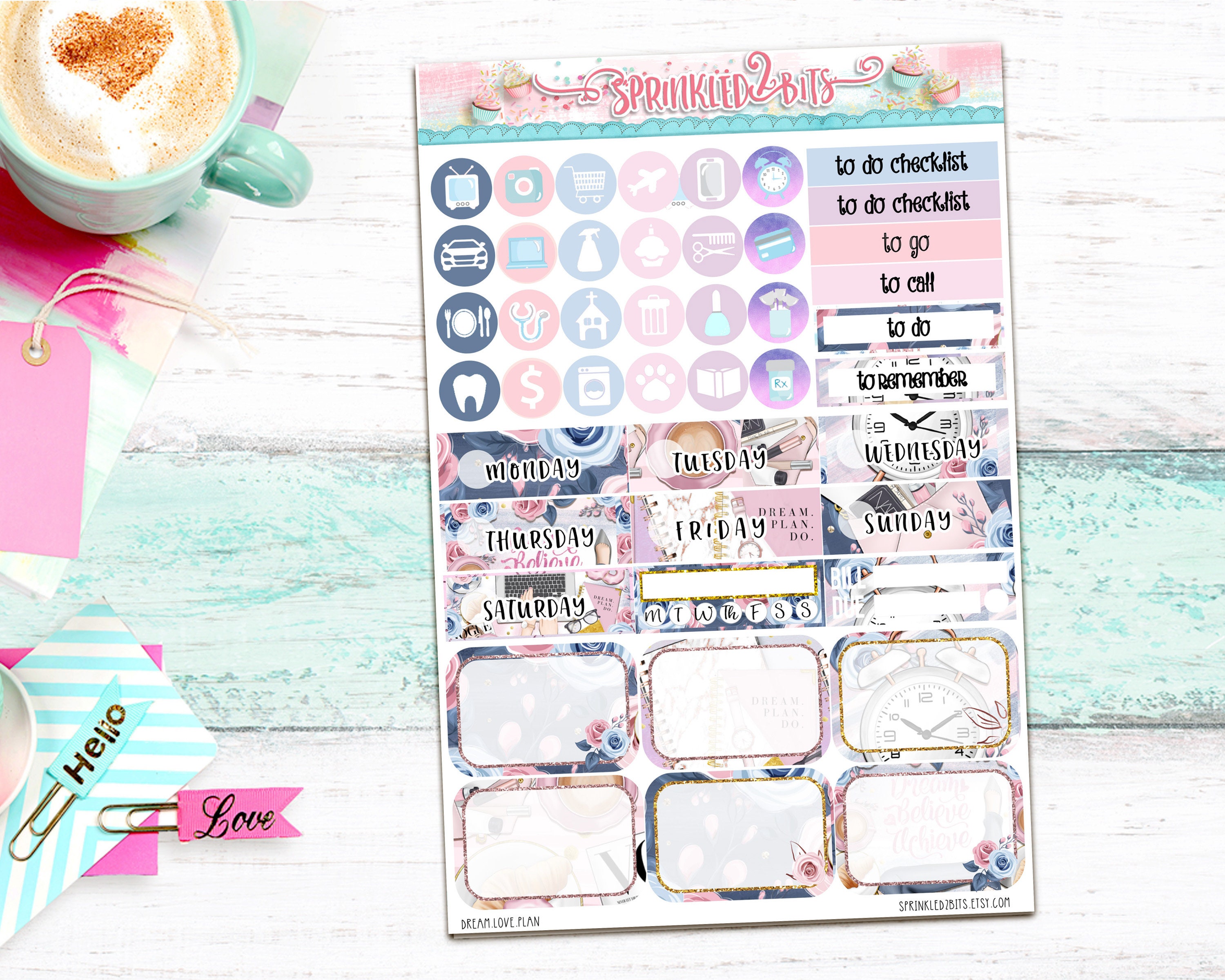 Dream. Love. Plan 4 Page Mini Weekly Planner Sticker Kit - Etsy