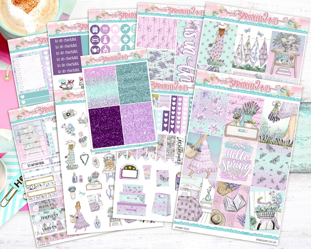 Lavender Fields - 10 Page Ultimate Planner Sticker Kit - for Erin ...