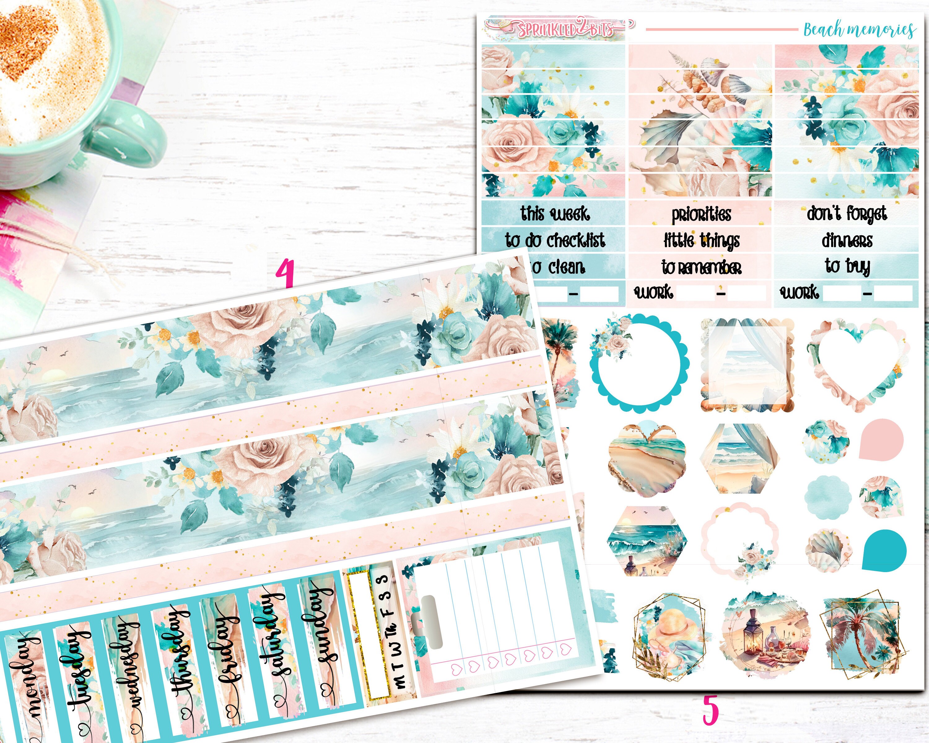 NEW Format! Beach Memories - 6-page Deluxe Weekly Planner Sticker Kit ...
