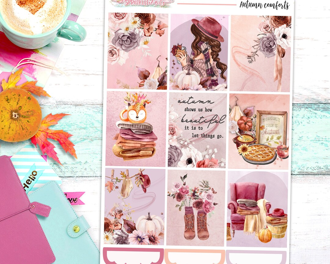 NEW Format! Autumn Comforts - 6-page Deluxe Weekly Planner Sticker Kit ...