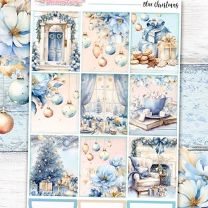 NIEUW Formaat! Blue Christmas - Deluxe wekelijkse planner-stickerset van 6 pagina's - verticale wekelijkse stijl