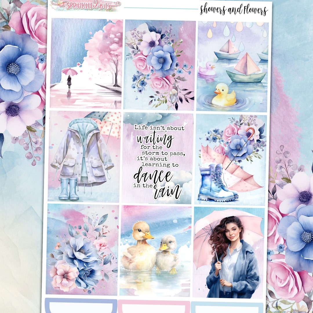 NEW Format! - Showers & Flowers - 6 Page Delue Weekly Planner Sticker ...