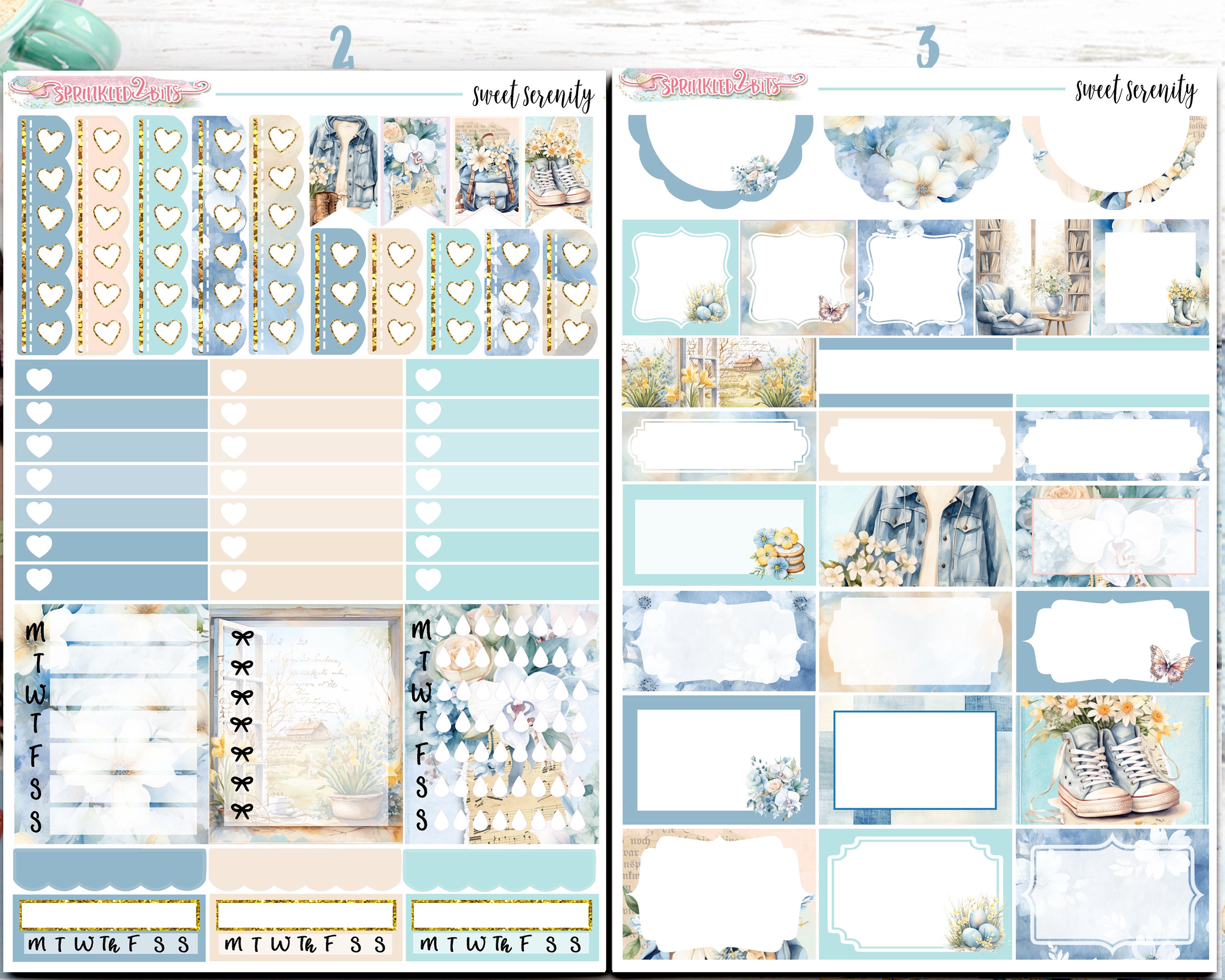 NEW Format! Sweet Serenity - 6 Page Deluxe Weekly Planner Sticker Kit ...