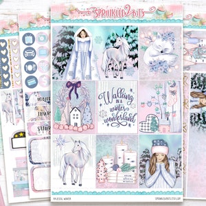 Majestic Winter -  4 Page Mini Weekly Planner Sticker Kit – Vertical Weekly Style