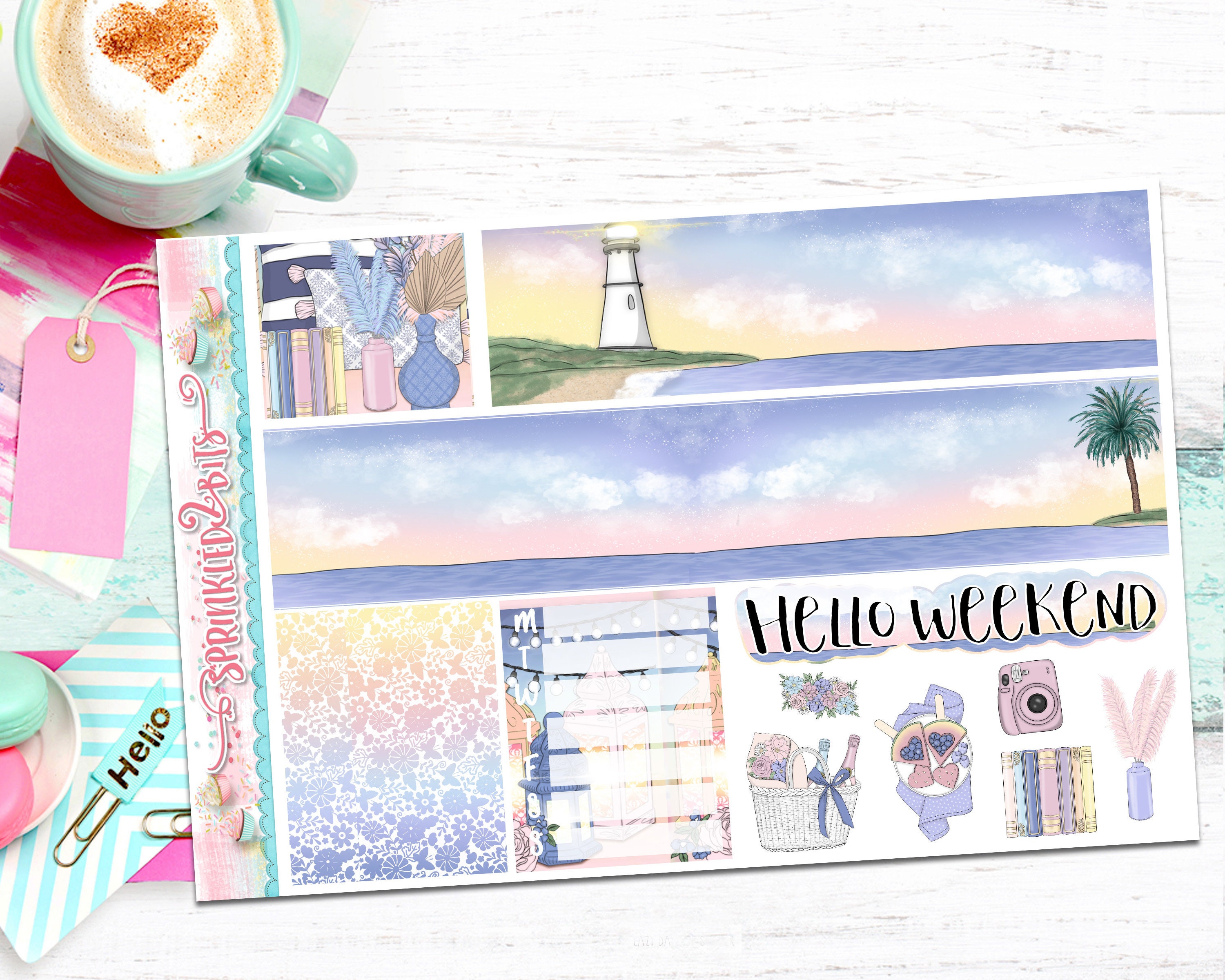 Tropical Sunsets - 4 Page Mini Weekly Planner Sticker Kit – Vertical ...