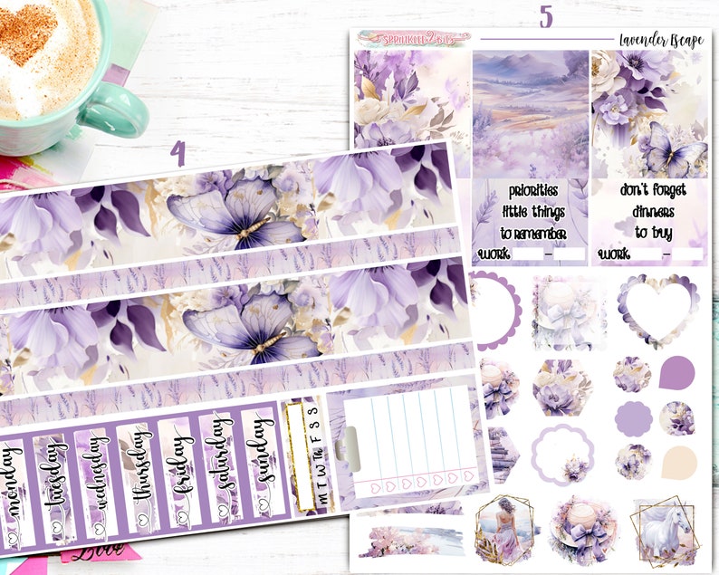 NEW Format! - Lavender Escape - 6 Page Delue Weekly Planner Sticker Kit ...