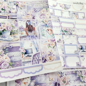 SILBER FOLIE - Lavendel Pläne - NEUES Format! 6-seitiger Deluxe Wochenplaner Sticker Kit – Vertikaler Wochenplaner-Stil