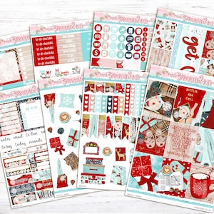 Conforts de Noël - 8 pages Deluxe Weekly Planner Sticker Kit - pour Erin Condren Vertical and Happy Planner/Christmas