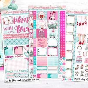 Hobonichi Weeks - Plan it With Love- 3 Sheet Hobo Weeks Sticker Planner - Valentine&#39;s Day