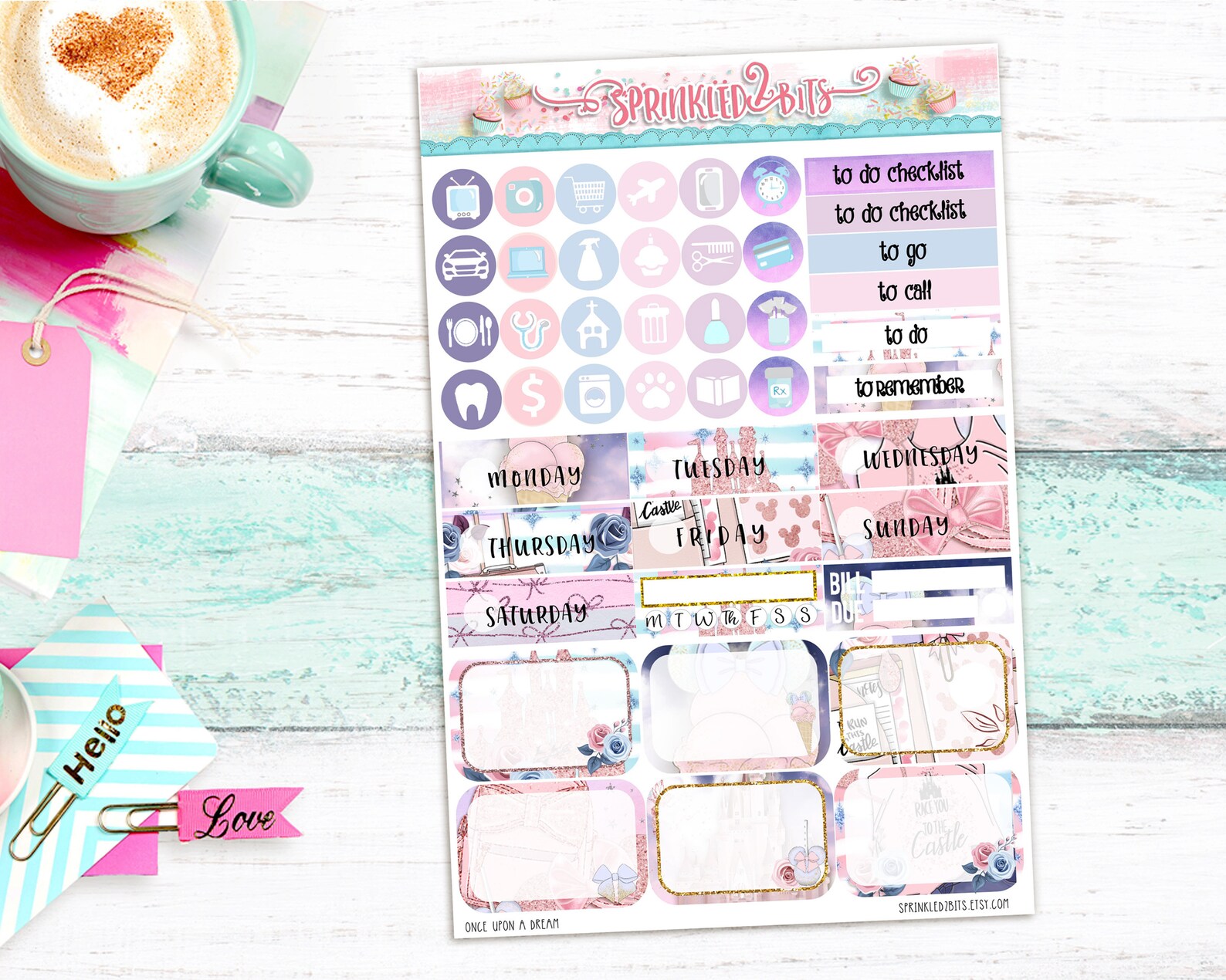 Once Upon a Dream - 4 Page Mini Weekly Planner Sticker Kit – Vertical ...