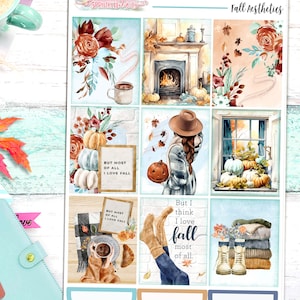 NEUES Format! Herbstästhetik - 6-Seiten Deluxe Weekly Planner Sticker Kit – Vertikaler Wochenplaner