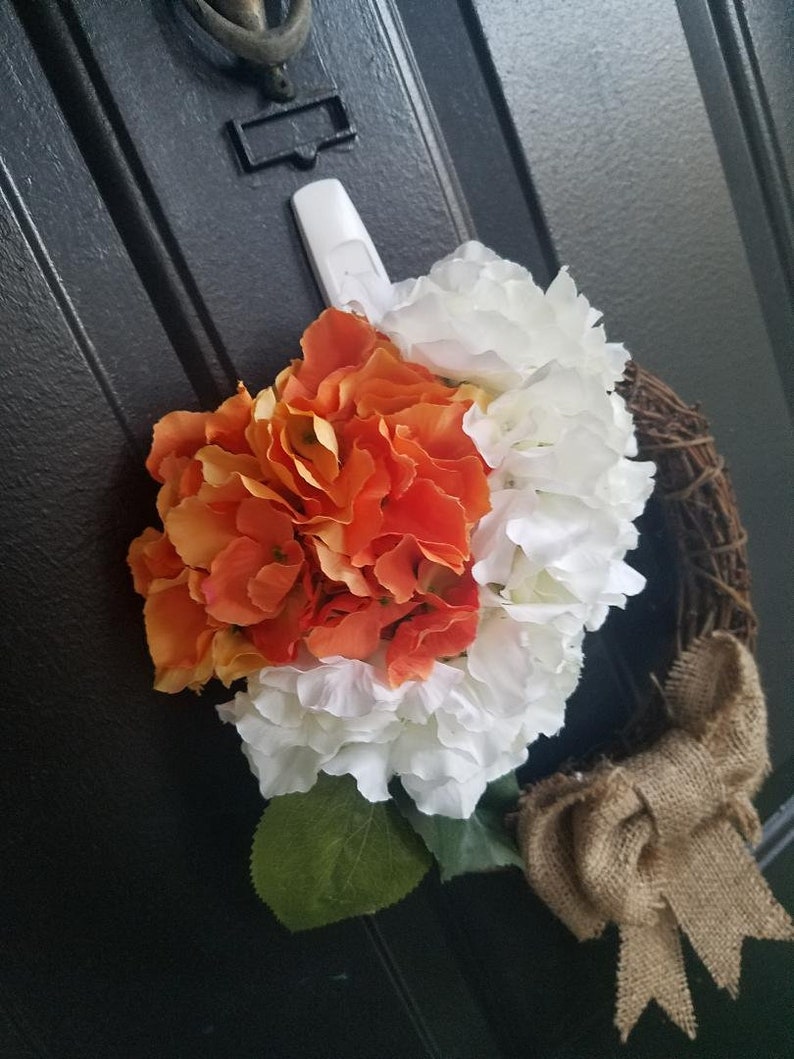 Orange Hydrangea Grapevine wreath