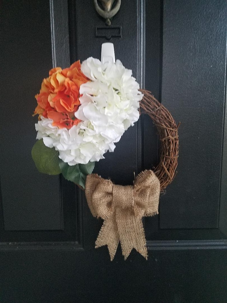 Orange Hydrangea Grapevine wreath