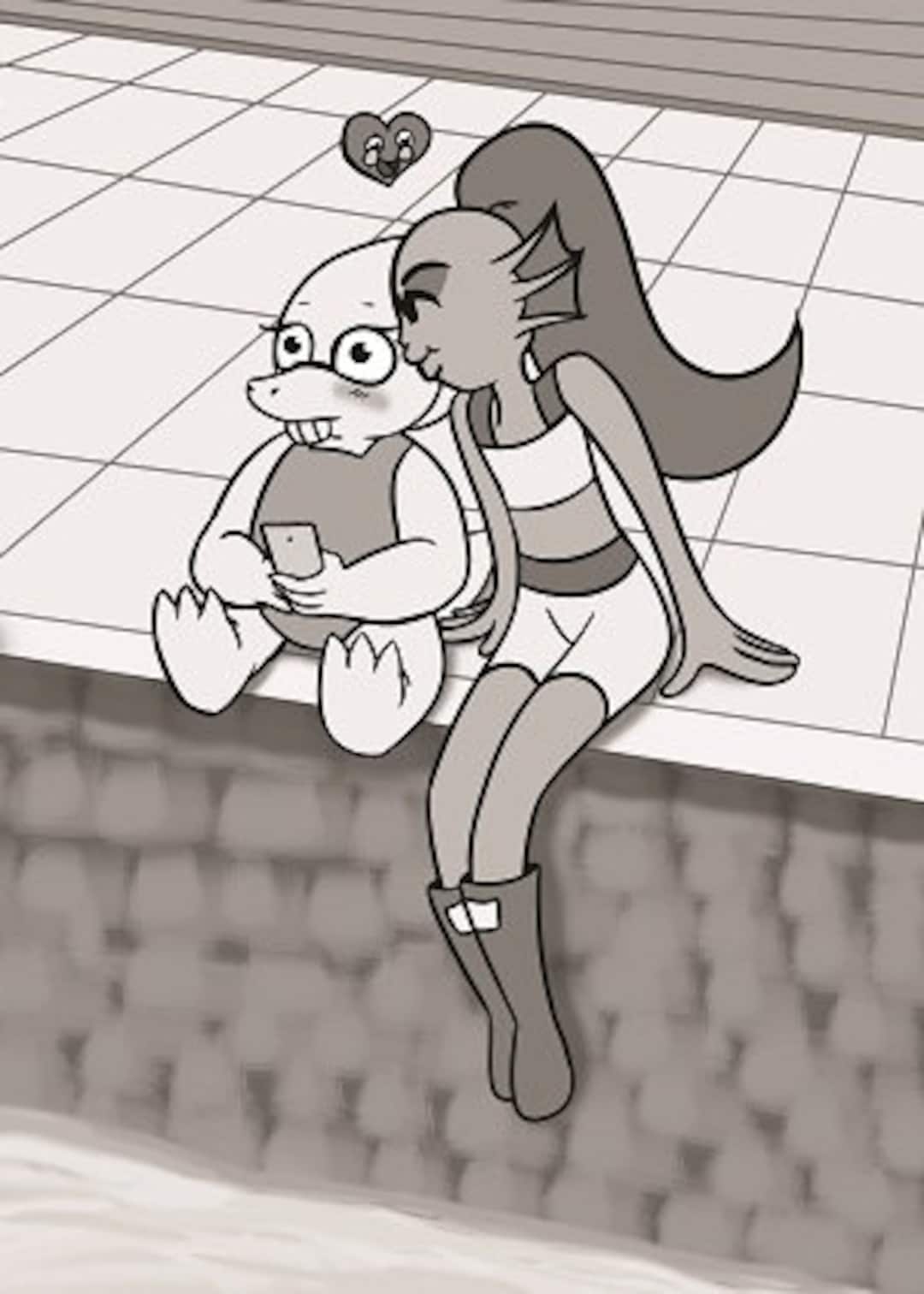 Undyne Rabbit Game Undertale Game Fanart Print 1930 Undyne Alphys 5x7 Wall Art Poster ...