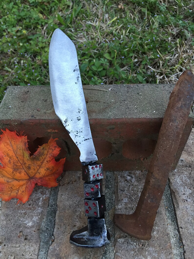 Hand Railroad Spike Dice Knife Etsy