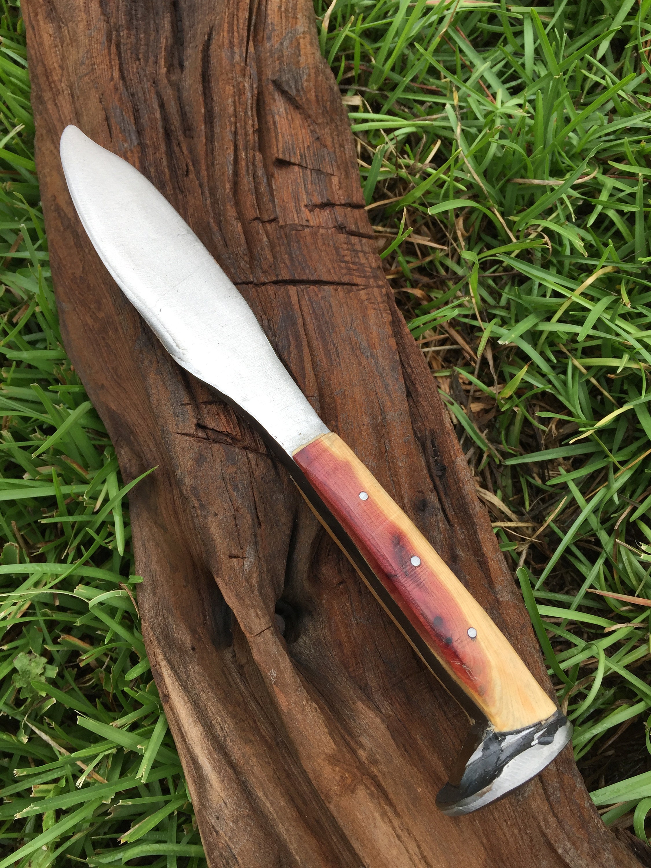 finishing a railroad spike knife finishing a railroad spike knife