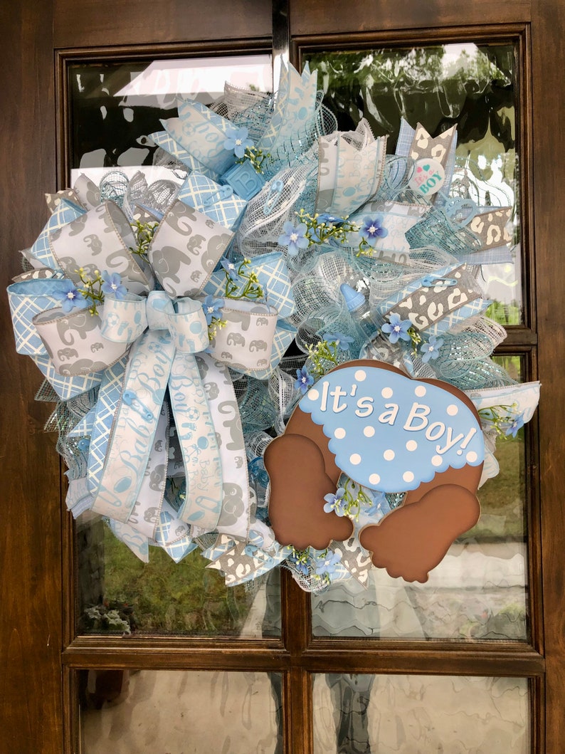 Baby Boy Wreath, Baby Boy Decor, Baby Boy Shower Gift, Baby Gift Etsy