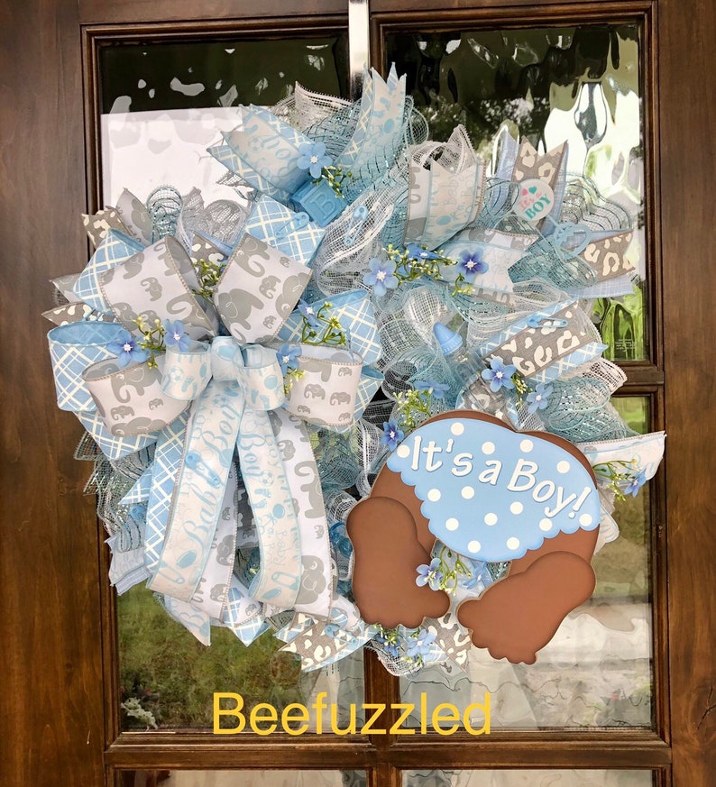 Baby Boy Wreath, Baby Boy Decor, Baby Boy Shower Gift, Baby Gift Etsy