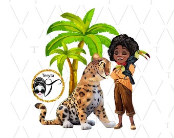 Encanto Antonio y Cheetah PNG dibujado a mano: Diseño de sublimación (Descarga digital)