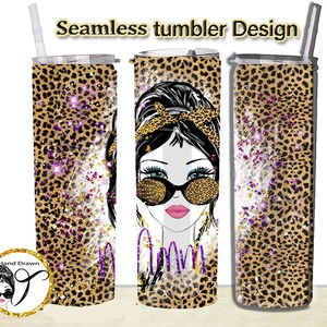Momlife Leopard Tumbler Design: 20oz Skinny Cheetah (Digital Download)