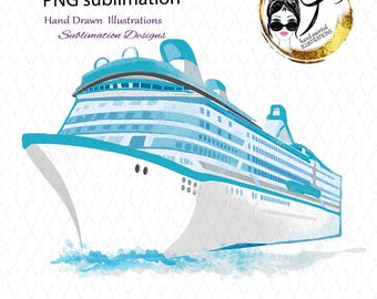 Clipart de crucero en acuarela: Vacaciones náuticas PNG (Descarga digital)