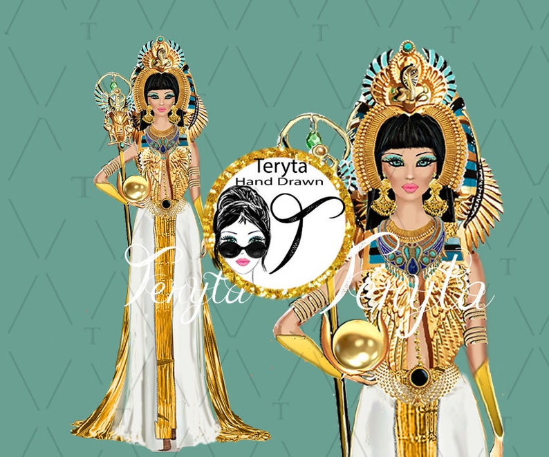 Cleo Egyptian Queen Egyptian Princess Goddess Gold Glitter Foil Ancient