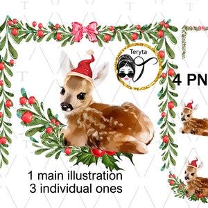 Clipart de cerf de Noël, cerf cerf png, PNG Transparent, cerf de Noël, kit Noël, renne d'hiver, sublimation de vacances, carte de renne