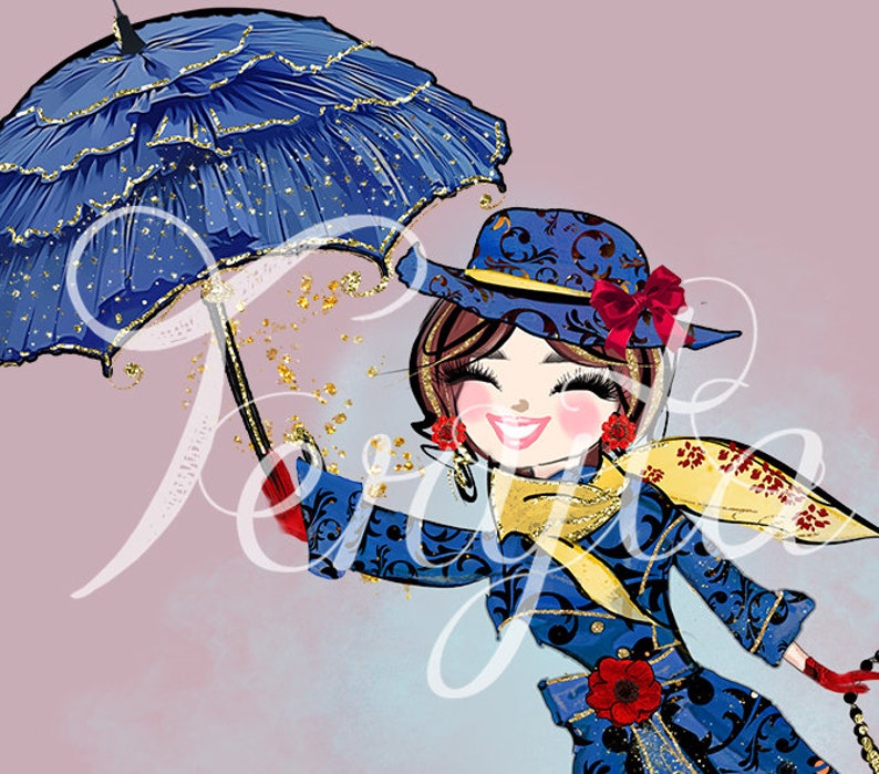 Mary Poppins PNG Magical Flying Girl Flying Umbrellas Kids Clip Art, Sublimation Designs, T ...