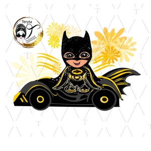 bat kid man png bat car Batmobile Sublimacja Projekty, ilustracja z kreskówek, Sztuka ścienna Druk, Cyfrowy projekt koszulki, Karta drukowana sztuka