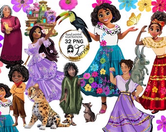 Clipart de la familia Encanto: Madrigal dibujado a mano (descarga digital)