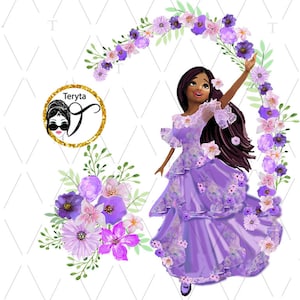 Isabela Encanto Sublimacja, Isabella Madrigal kwiaty PNG, Encanto PNG, Isabella ilustracja, Isabella T Shirt design, Karta, sztuka do druku