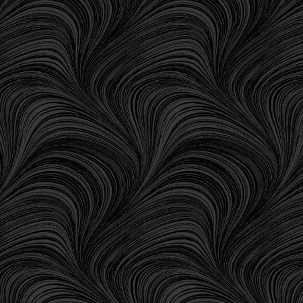 Black Wave Texture. Benartex 100% Cotton Fabric by the Half Yard.