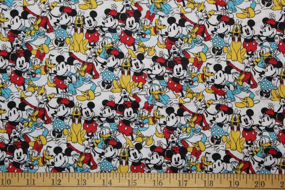 New Disney Mickey Mouse & Friends Playtime 100% Cotton Fabric by the 1/2 Yard 